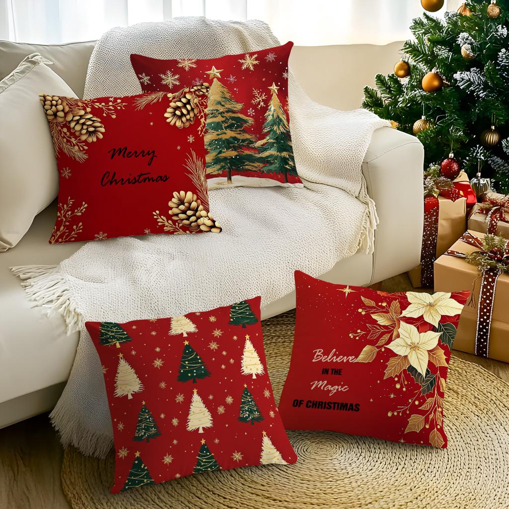 Christmas Tree Cushion Pillowcase Printed Polyester 45X45Cm Throw Pillowcover Decorative Sofa Cushion Pillowslip Home Decor
