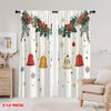 2 Stück, 2D-Flachdruck Vorhänge Digital bedruckte Weihnachtsglocken Stechpalmenbeeren (4) Polyester gewebt (ohne Stange) Festliches Ideal