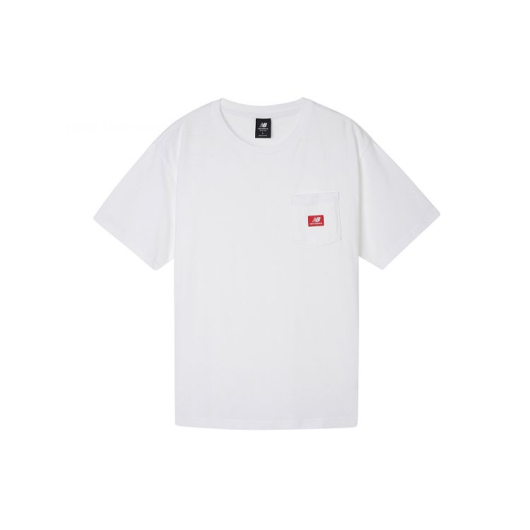 Pocket Small Logo Short Sleeve T-Shirt Men Tops White AMT01567-WT New Balance