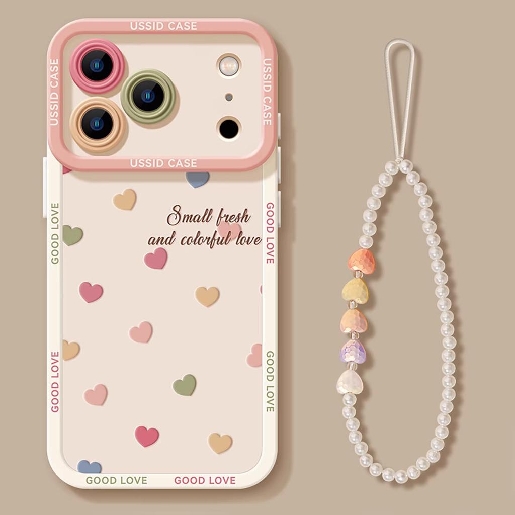 Color love applies to Apple 17pro silicone 16max lanyard 15iphone14 soft 13 spring 12 mobile phone case