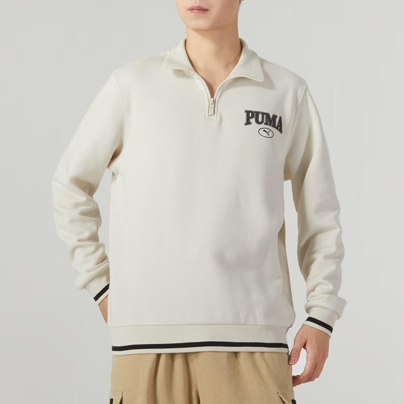 Puma Logo Print Stand Collar Long Sleeve Sweatshirt Men sweatshirt White 681527-87