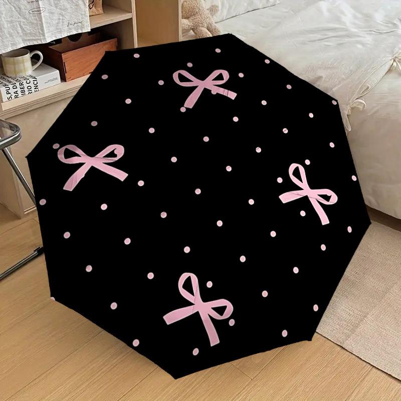 

1pc Polka Dots Pink Bows Automatic Folding Umbrella, Casual Outdoor Accessory, Birthday Festival Gift yy251126143