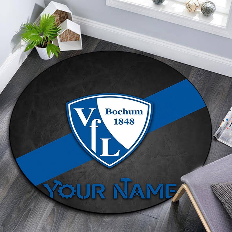 Custom Name VfL Bochum Round Area Rug,Carpet Rug for Living Room Bedroom Sofa Playroom Decor,Non-slip Floor Mat