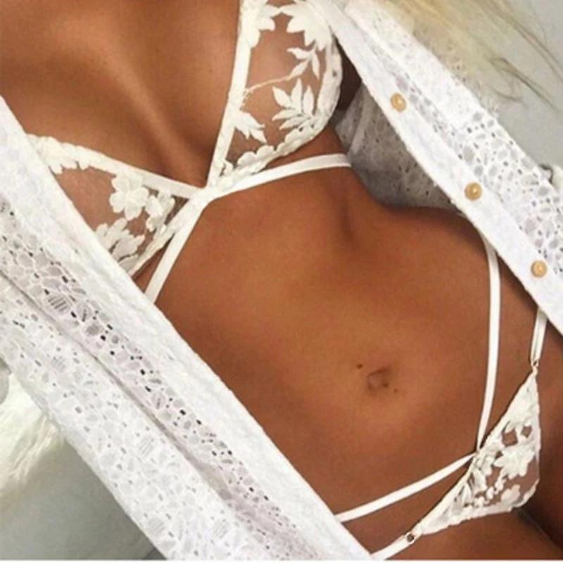 Sexy Lingerie Set Porno Lace See Through Underwear Women Bikini Bra Panties Suit Exotic Apparel Flirt Sex Costume Clothes