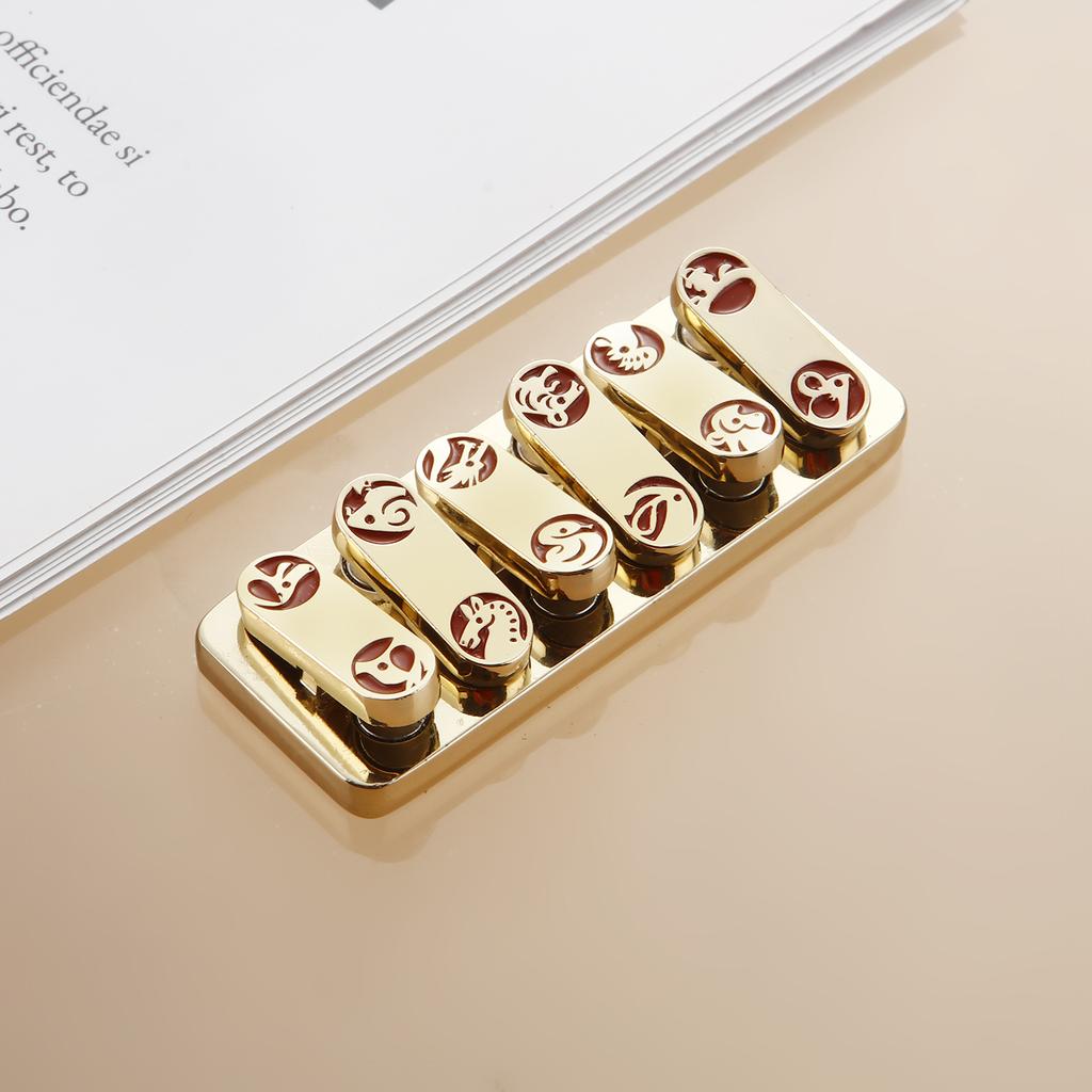 Chinese Zodiac Magnetic Slider Metal Fidget Push Card Mini Sensory Toys Fingertip Gyro Sound Wave Decompression EDC Adult Toys