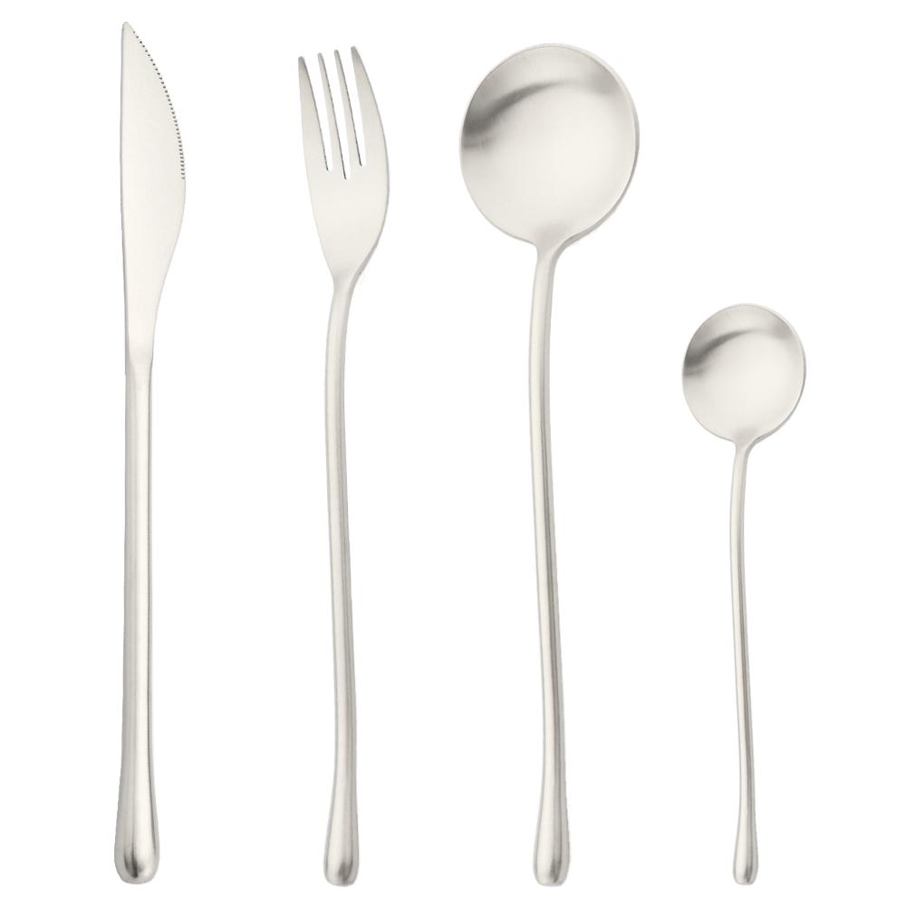 4Pcs White Gold Cutlery 18/10 Stainless Steel Dinnerware Set Spoon Fork Knife Western Home Silverware Tableware Set Supplies