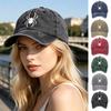 Baseballkappe mit Stickmuster, Verstellbarer Verschluss hinten, Baseballkappe im Retro-Used-Look, Gewaschener Baumwollstoff, Outdoor-Sonnenschutzmütze