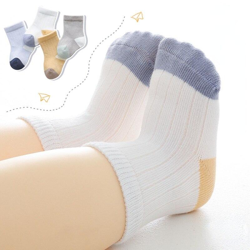 1 Pair Baby Spring Summer Socks Infant Toddler Boys Girls Short Socks 1~4 Years Children Kids Patchwork Cotton Breathable Socks