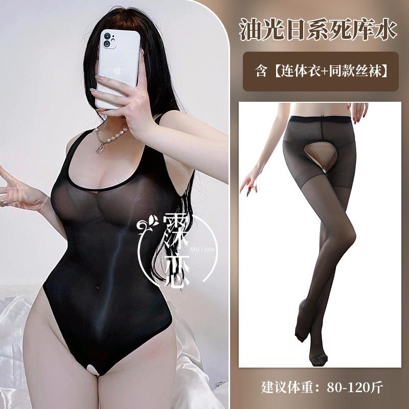 Błyszczący jednoczęściowy strój kąpielowy dla kobiet, seksowny, z perspektywą, japoński, dead pool, wodny, czyste pożądanie