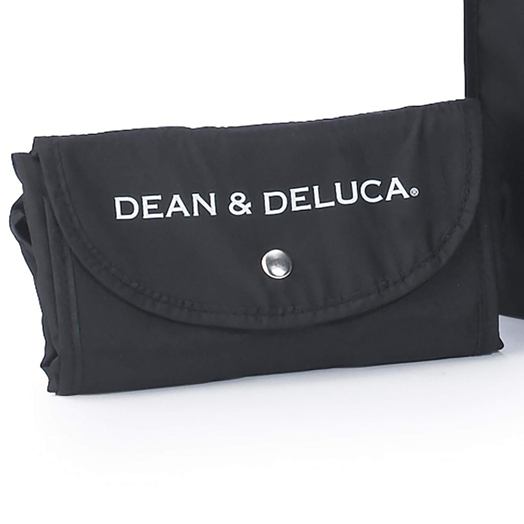 Dean & Deluca Shopping Bag, Black, Eco Bag, Foldable, Lightweight, Compact, 43 x 37 x 14 cm