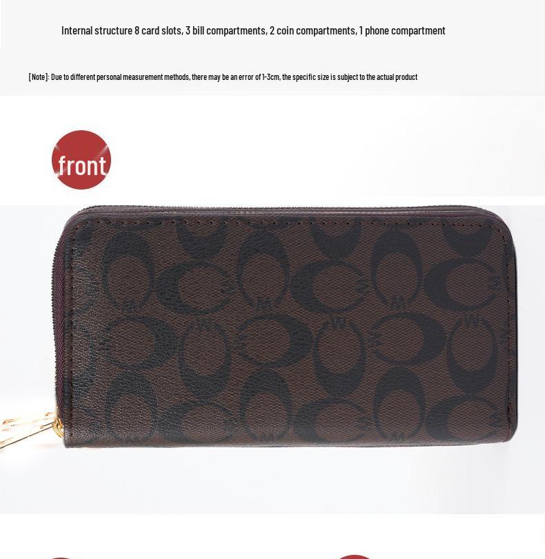 Portofel de lux pentru femei 2025, lung, cu fermoar dublu, tip clutch, cu curea de mână