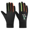1Pair Kids Winter Gloves Fleece Lined Windproof Little Dinosaur Design Outdoor Snow Play Waterproof Warm