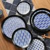 Japanese Classic Blue Pattern Tableware Hotel Style Western Food Plate Deep Plate Household High Value Shallow Plate Ceramic Disc