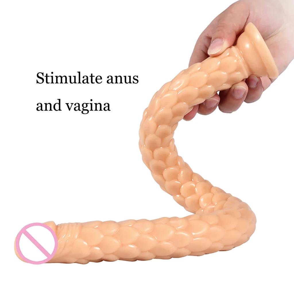 50CM Overlength Scaly Pattern Anal Plug Dildos with Suction Cup Soft Anal Dilator Phallus Masturbator Sex Toys Butt Plug Penis