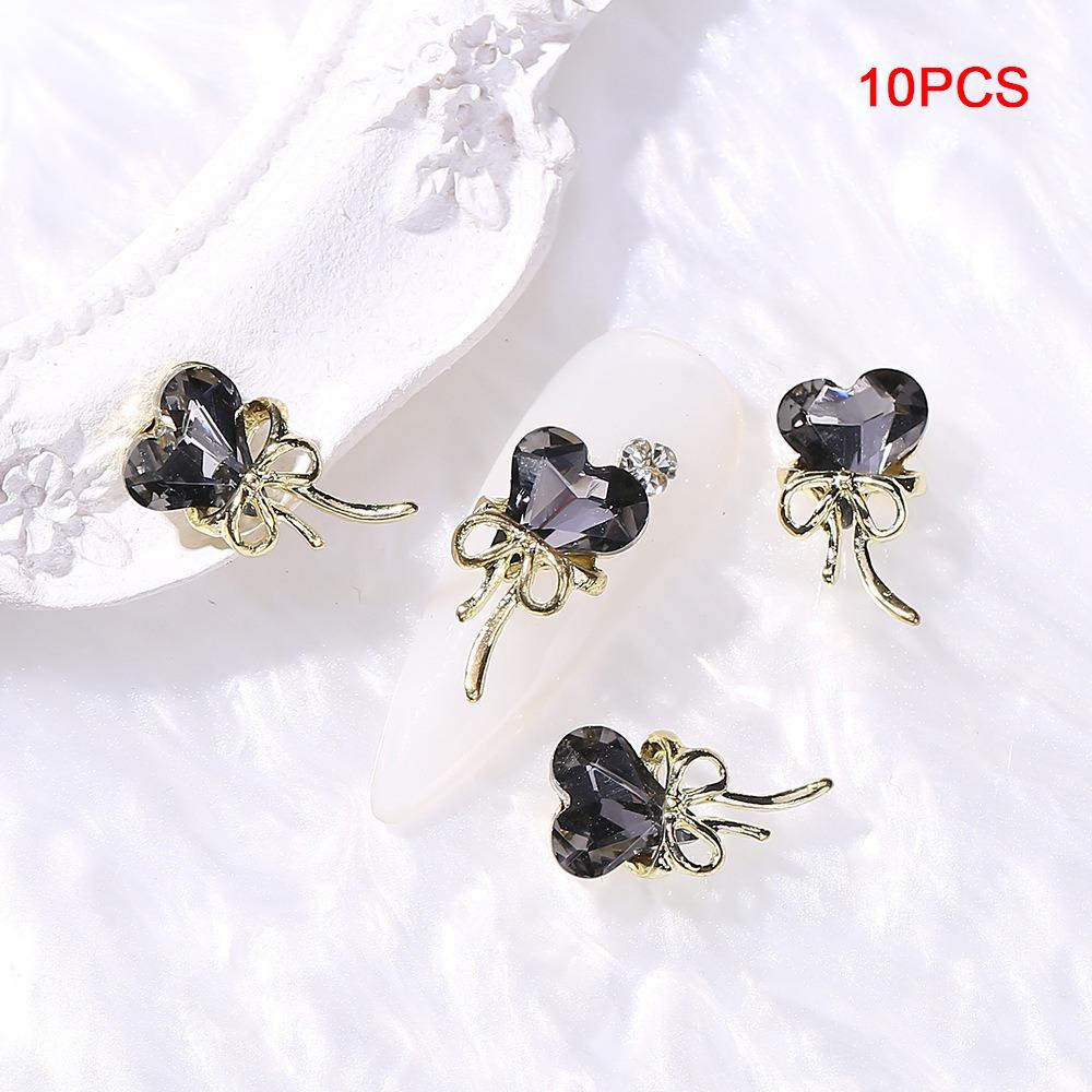 10PCS Crooked Heart Nail Art Charms Translucent Nail Jewelry Manicure Charms  DIY Decoration