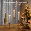 3pcs Golden Hurricane Taper Candle Holders Brass Candlestick Holders with Ribbed Glass Cylinder Cover Fluted Tall Candle Sticks Holder Decor