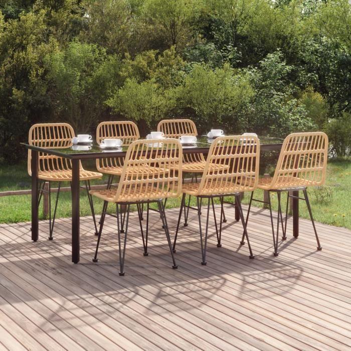 3157892 vidaXL Ensemble à dîner de jardin 7 pcs Résine tressée