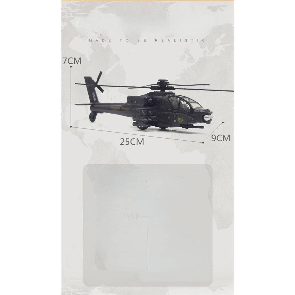 Apache Armed Helicopter Model Acoustooptic Military Aircraft Model Toy Ornament Gift FJ16