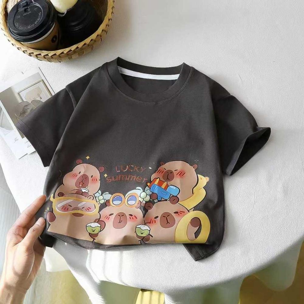 Girl's T-shirt, short sleeved top, animal print casual T-shirt