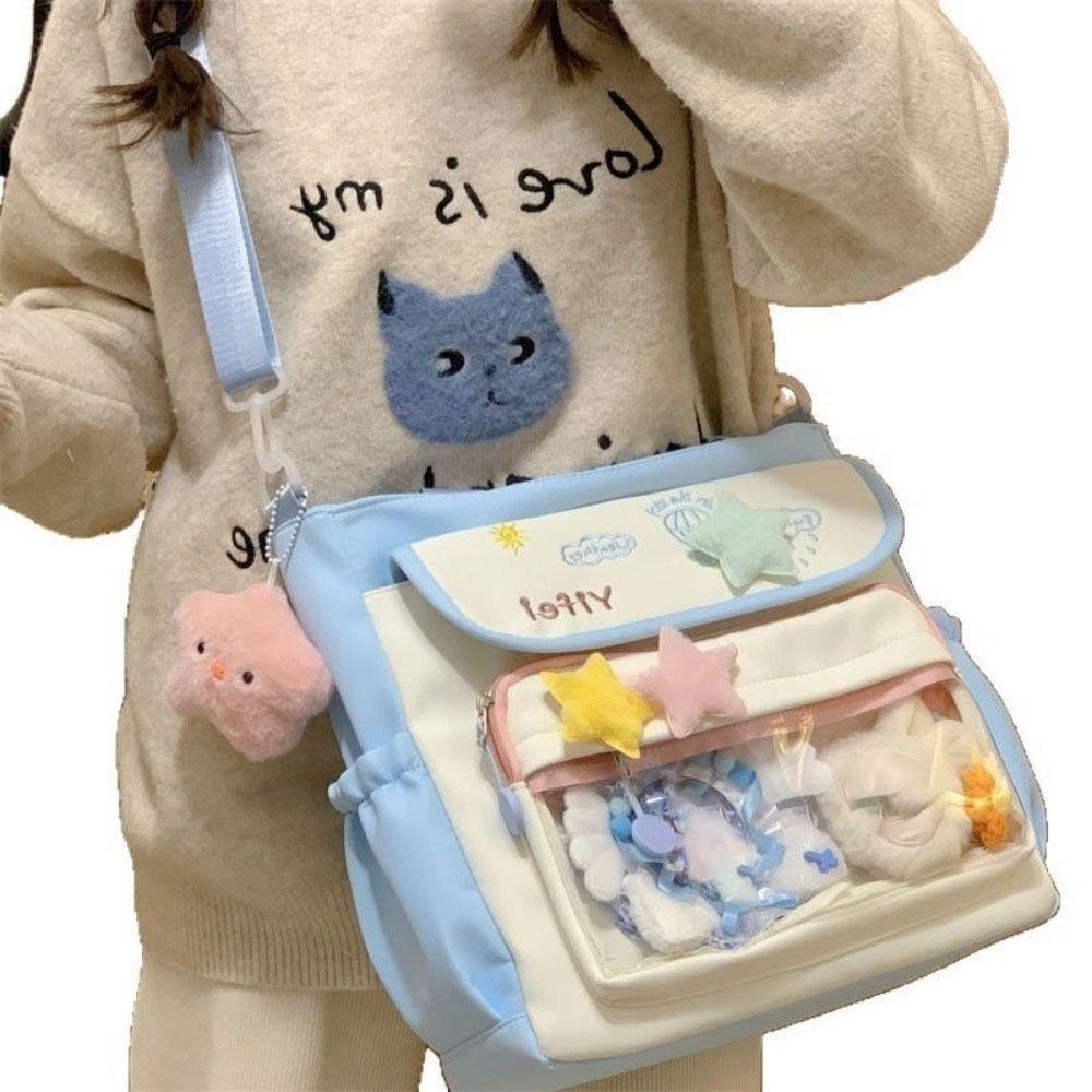 Preppy Style Student Crossbody Bag Large Capacity Y2K Anime Display Bag Cartoon Handbag  Women Use