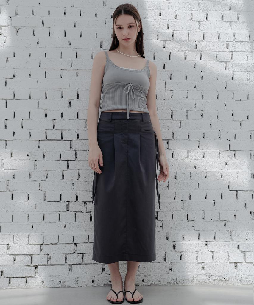 Hardcore Happiness Pocket Rope Long Skirt_Charcoal