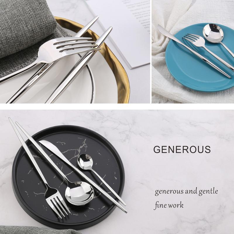 HANYANG 304 cuillères, fourchettes et baguettes en acier inoxydable miroir Portugal couteaux et fourchettes plaqués or argent brillant vaisselle occidentale d'hôtel