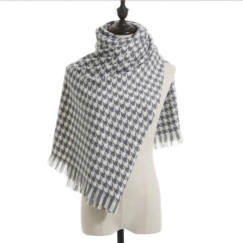 2025 New Winter Checkered Cashmere Scarf Thickened Shawl Scarf Women Thousand Bird Grid Scarf