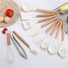 Hiino Kano kitchen tool set cooking utensils 13 pieces 14 heat-resistant silicone wooden handle gentle on pots dishwasher safe spatula ladle
