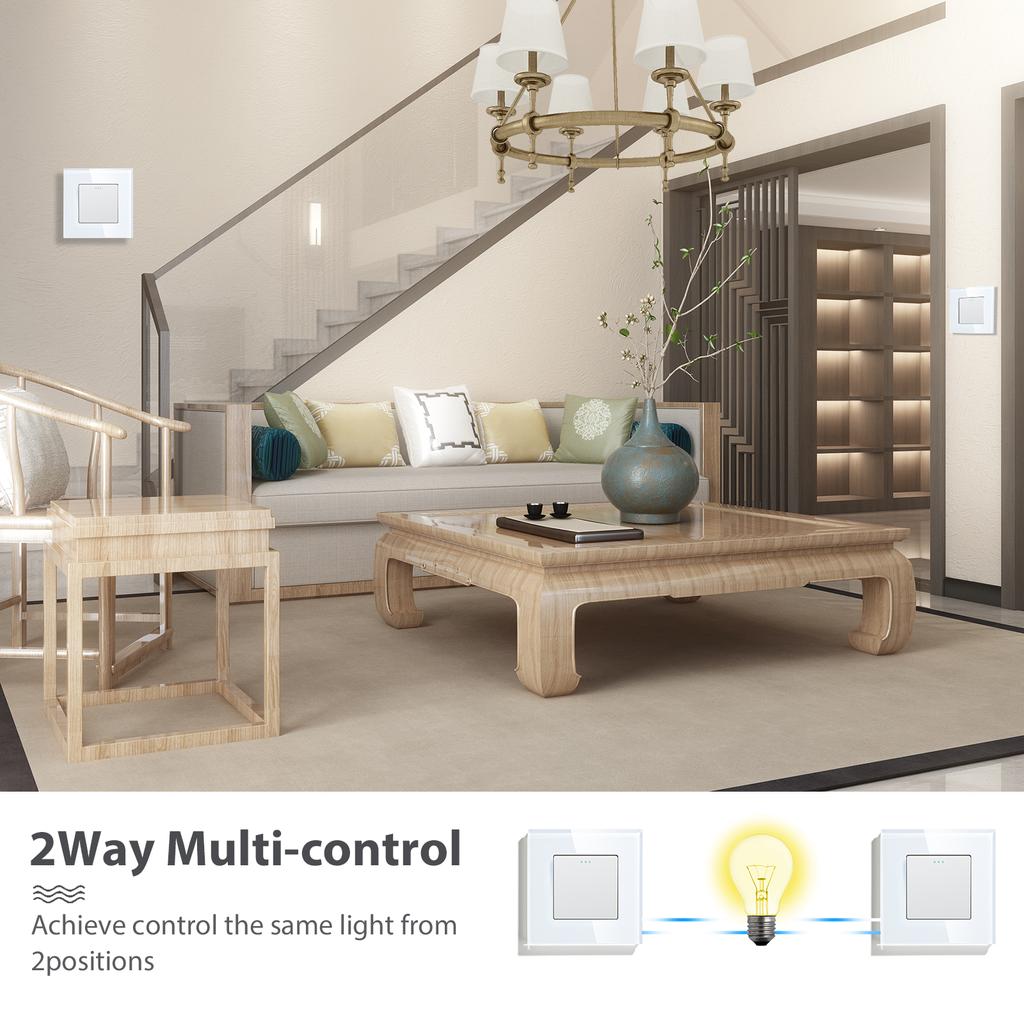 Bseed 1 Gang 1 Way 2 Way 3 Way Push Button Switch EU Standard Home Switch Black White Golden With Crystal Glass Panel