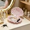 3D-Printed Shell Shape Jewelry Organizer Tray Pearl Luster Desktop Storage Decoration for Earrings Rings Bracelets Lipstick Gift