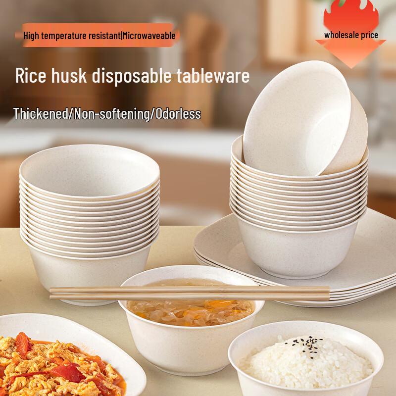 Eco-Friendly Disposable Rice Husk Tableware Set