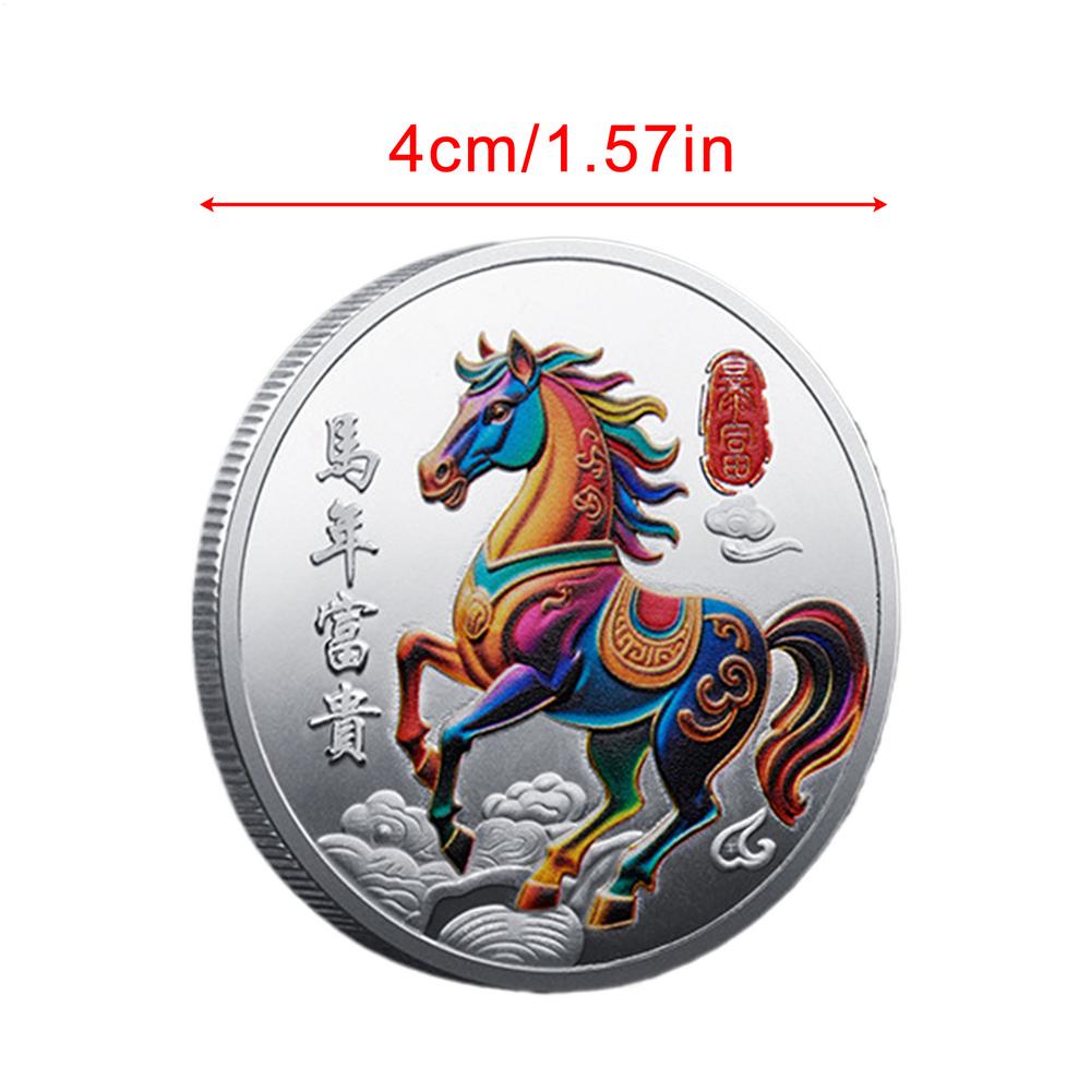 

Collector Coin Keepsake Souvenir Novelty Decor Chinese Year Of Horse Coin For New Year Attract Prosperity & Good Fortune Home серебряный
