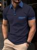 Men Simple Color Block Pocket Printed Polo Shirt