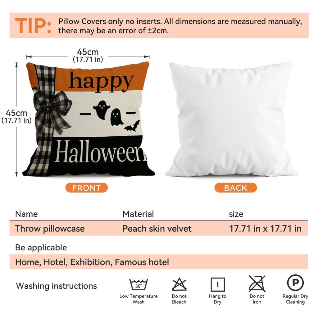 4Pcs/Set 45X45Cm Halloween Series Pillowcase Bedroom Sofa Pumpkin Living Room Cushion Cover 100% Polyester Home Decor