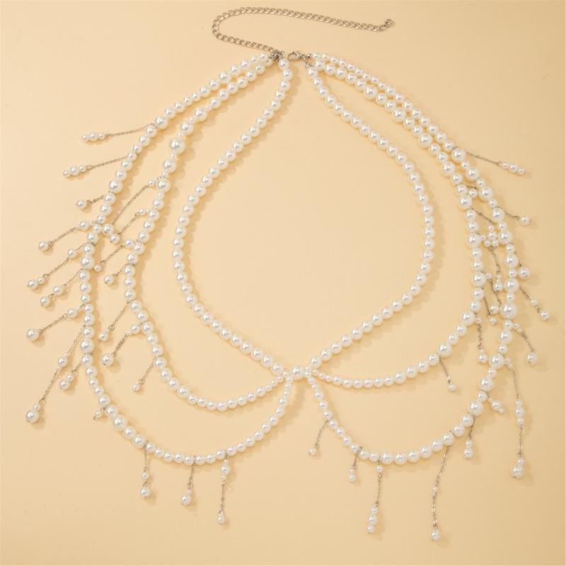 Elegant MultiLayer Pearls Fringe Waist Chain Belt Belly Chain Waist Decors For Women Party Body Jewelry Waist Accessory