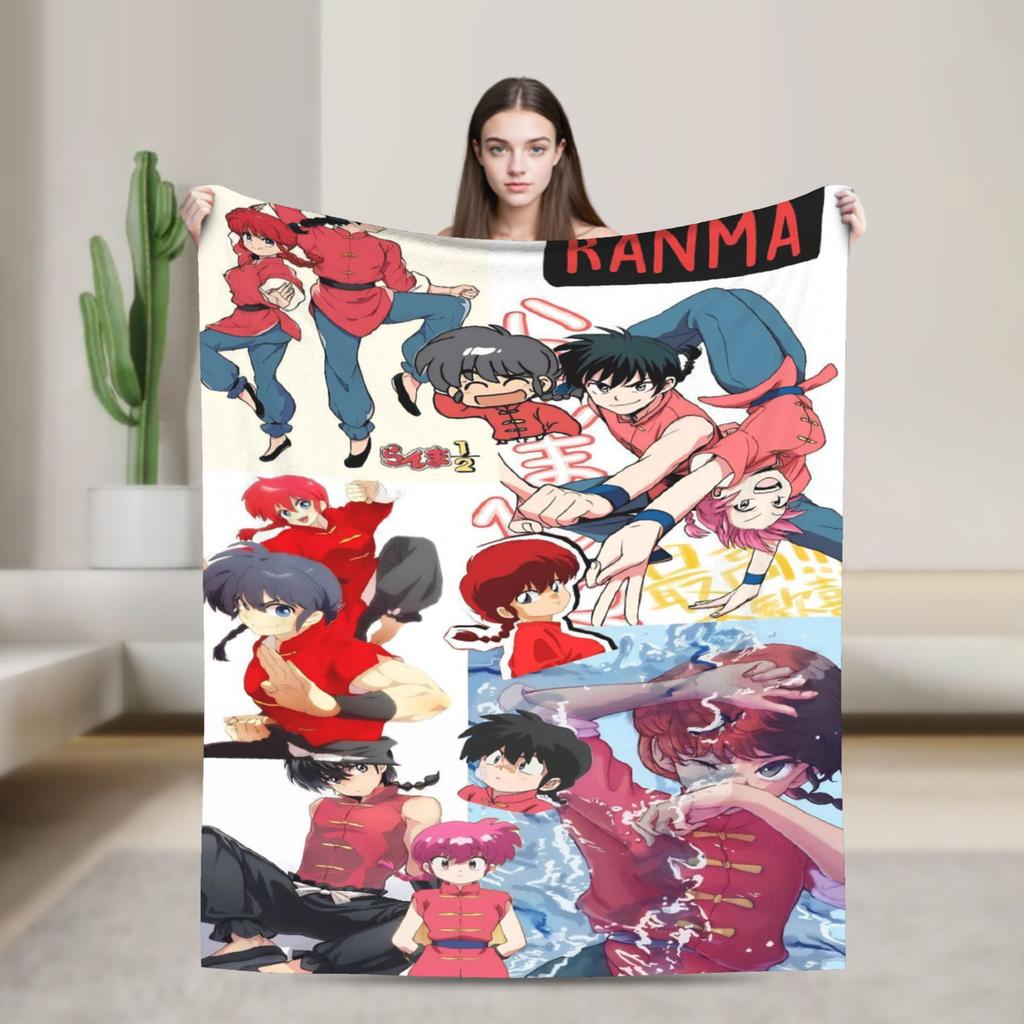 P-Chan Ranma 1/2 Manga Blankets Comedy Flannel Novelty Soft Throw Blanket for Bedding Lounge Autumn/Winter