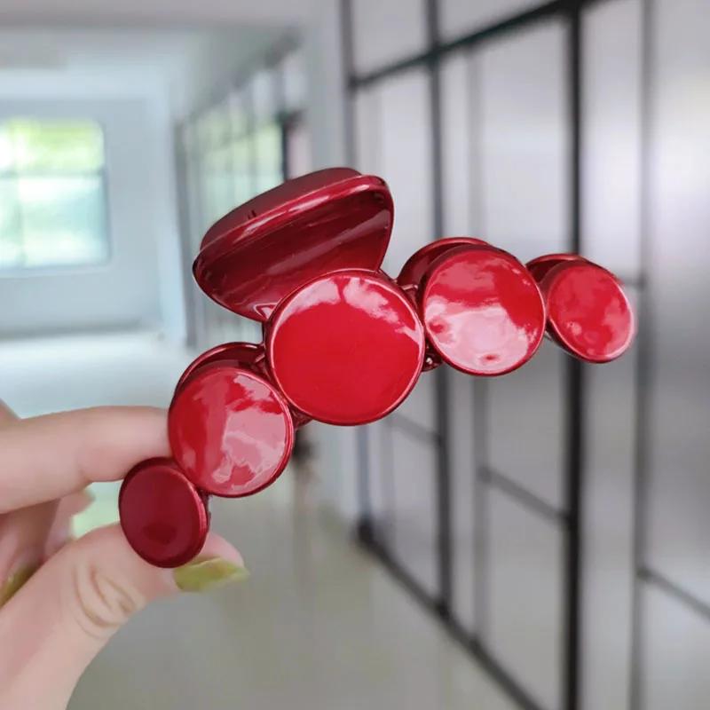 Koreański akrylowy czerwony spinka do włosów dla kobiet geometria mały duży krab spinki do włosów dziewczyny moda kwadratowy krzyż spinki do włosów akcesoria do włosów