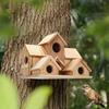 1 Stück Bienenhaus aus Holz Massivholz Haus Ornament Ländlich Außen Vogelhaus Villa Gartenanhänger Vogelfutterspender