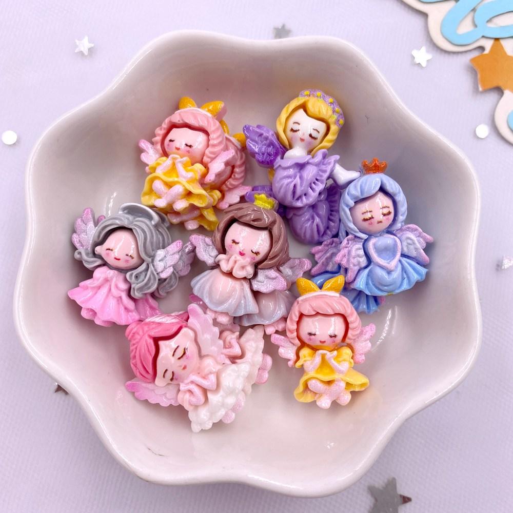 20 SZTŻywica Kawaii Kolorowy Kreskówkowy Aniołek Dziewczynka Płaska Kamień Wystrój Domu Księżniczka Wróżka Figurka Scrapbooking DIY Akcesoria Rękodzieło