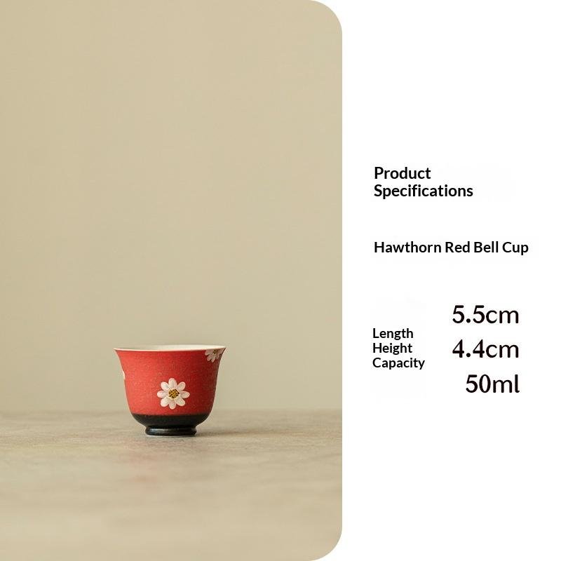 

Hawthorn Red Hand-painted Tea Cup Underglaze Color Daisy Single Cup Master Cup Accessible Luxury Ceramic Teacup 200ml
