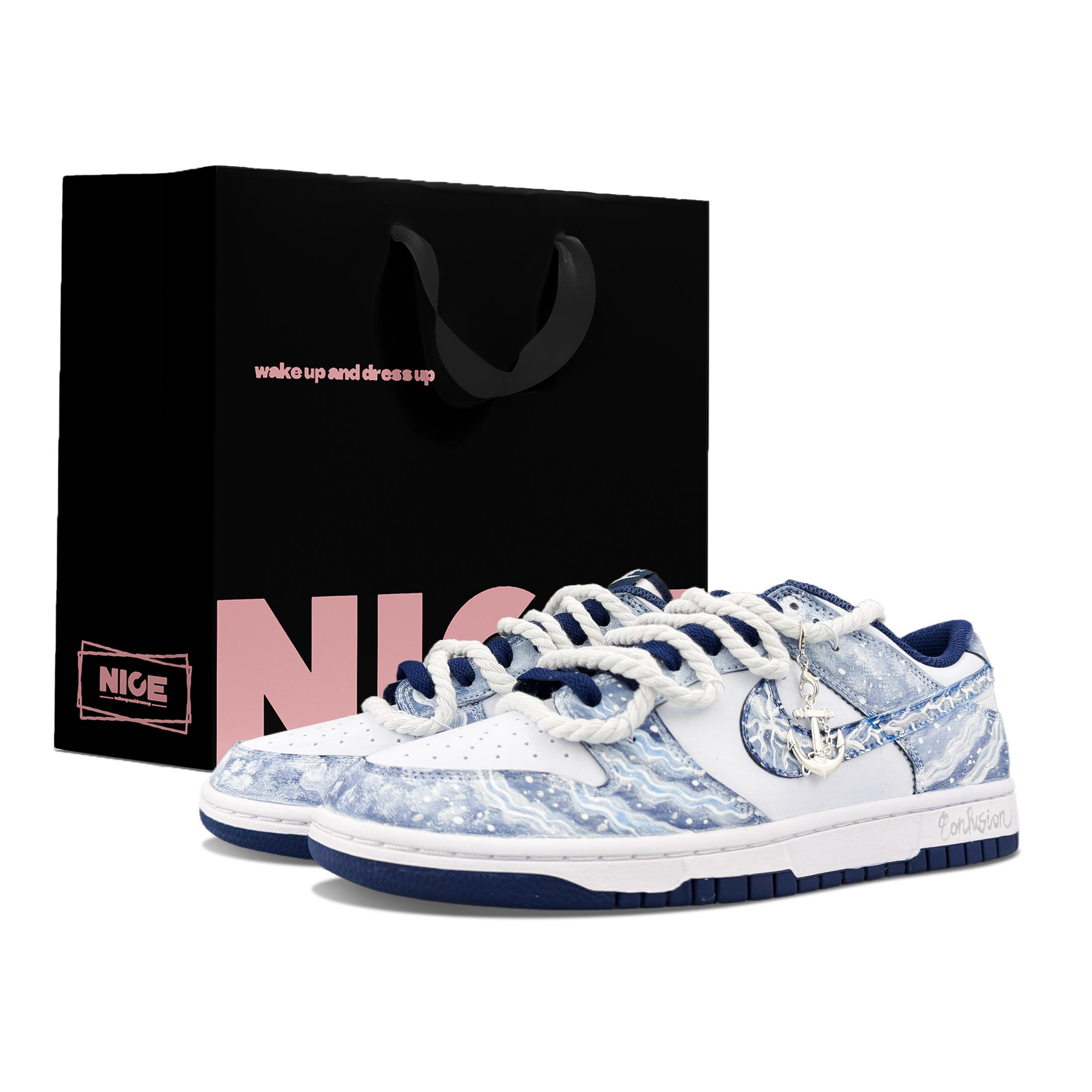 

Nike Dunk Abrasion Resistant Low top Skateboard Shoes Unisex Blue HF5441-107(Team1053-BOX) 38.5