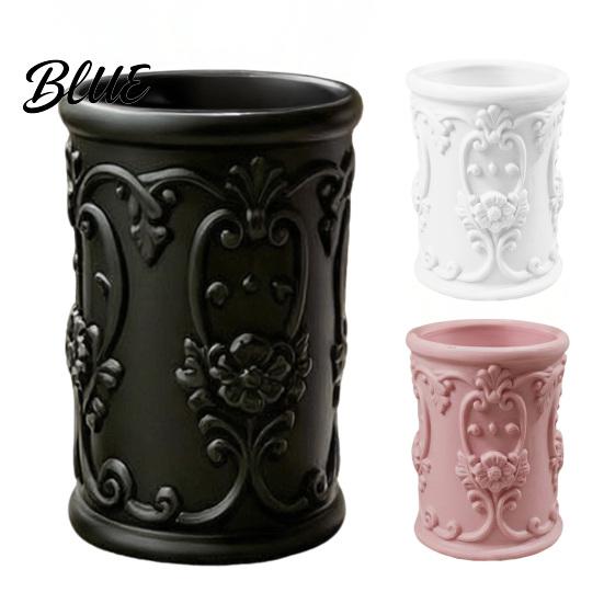 Retro Stationery Storage 3D Printed Relief Pen Holder European Desktop Organizer for Artistic Desk Students Pencils And Makeup Brushes Decorative