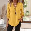 Spring/Summer 2026 European & American Women's Plus Size V-Neck Solid Color Casual Loose Shirt