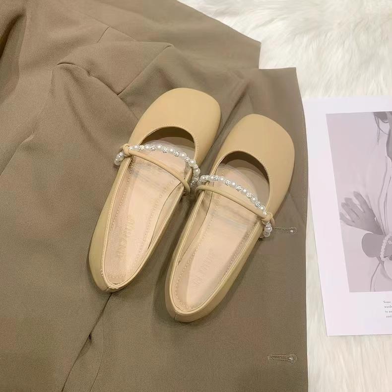 Shoes Late Evening Wind Flat-soled Single Shoes Women's 2025 New Spring and Autumn Mary Jane Shoes Soft-soled Casual Doudou Shoes