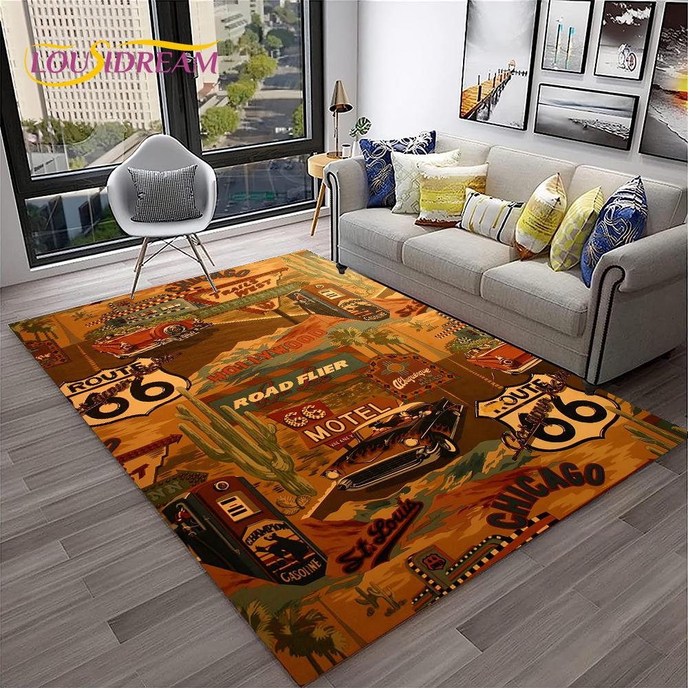 Mother Road,Historic Route 66,mãe Estrada Carpet Rug for Home Living Room Bedroom Sofa Doormat Decor,Area Rug Non-slip Floor Mat
