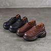 Johnature Thick Soled Height Increasing Genuine Leather Woven Sandals Hollow Breathable Women's Platform Shoes