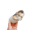 Girls Walking Shoes Lace Mesh Bows Kids Princess Shoes Non-slip Shiny Sequins 2025 New Children Flat Shoes Soft Sole Non-slip