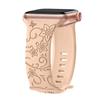 Floral Engraved Strap For Apple Watch Band 40mm 44mm 41mm 49mm 45mm 38mm 42mm Silicone Bracelet Iwatch Series 9 7 Se 6 8 Ultra 2