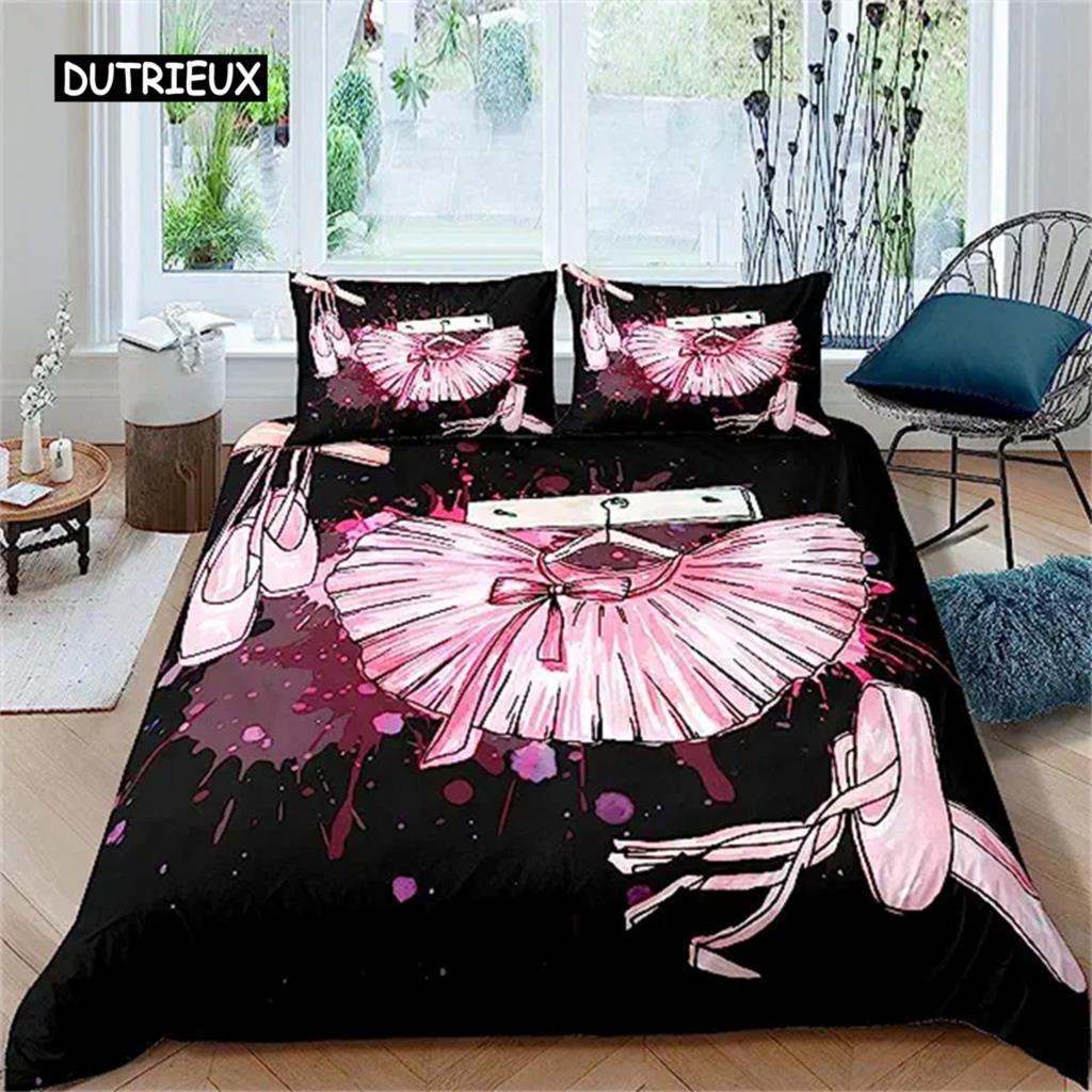 

Quilt Cover Girls Pink Princess Ballerina Quilt Cover African American Black Girl Comforter Cover Charming Little Ballet for Decor EU single(135x200cm)