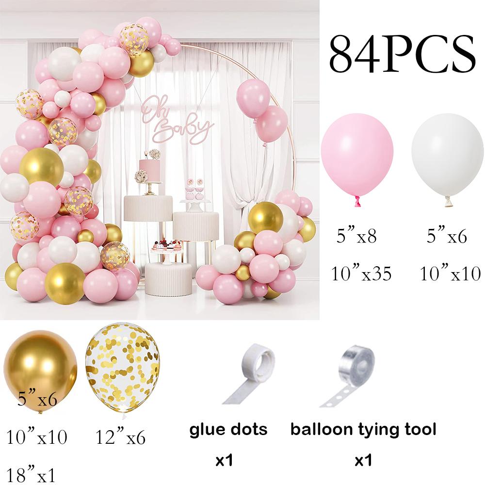 

Pastel Pink White Balloons Arch Kit Metal Gold Confetti Ballon Garland Wedding Anniversary Baby Shower Birthday Party Decoration AS Picture